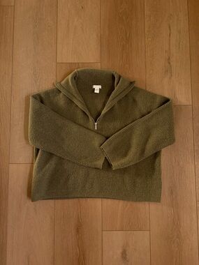 Olive Half-Zip Knit Sweater